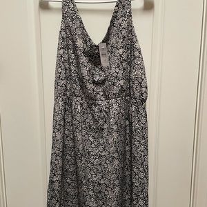 Loft floral black & white dress size 14 NWT